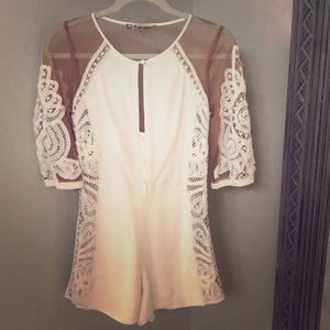 For Love and Lemons white sheer back romper